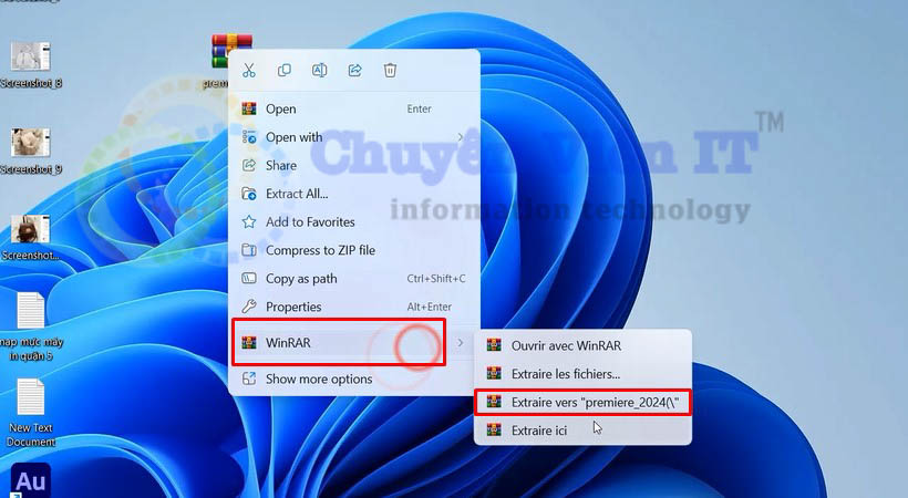 Giải nén file tải adobe premiere 2024