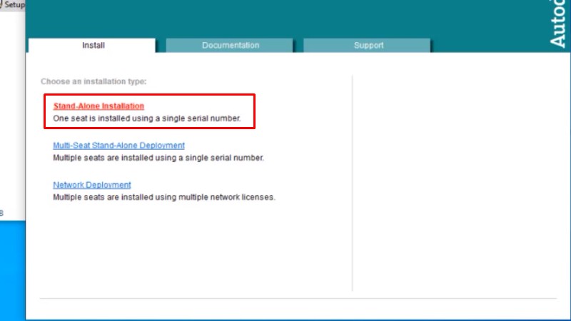 Bấm vào Stand Alone Installtion