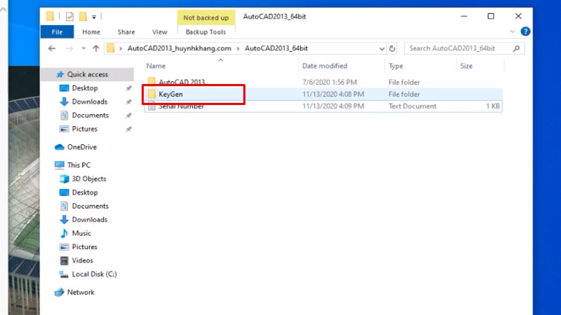 Vào thư mục KeyGen