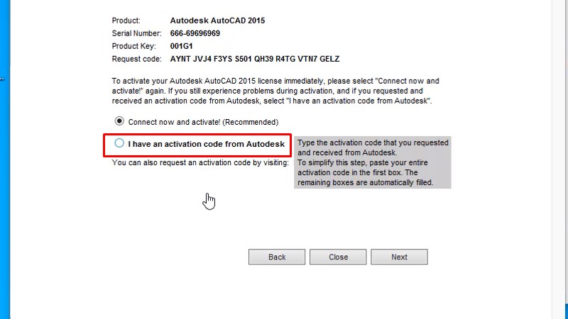 Tích vào ô I have an activation...