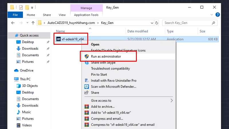 Chuột phải vào file như hình rồi chọn Run as admin...