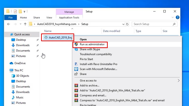 Chuột phải vào file như hình và chọn Run as admin...