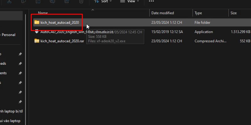 vào thư mục kích hoạt autocad 2020