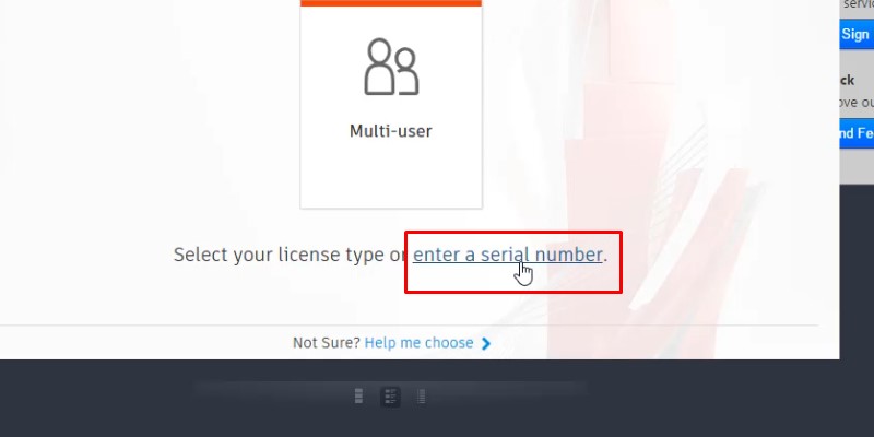 bấm vào: enter a serial number