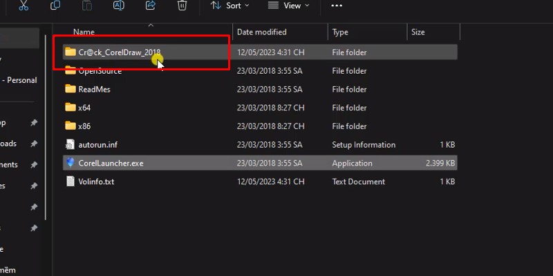 Vào thư mục kích hoạt