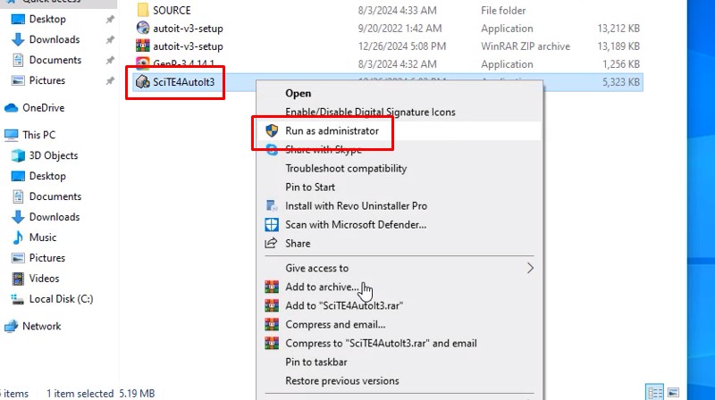 Khởi chạy file như hình bằng quyền Admin