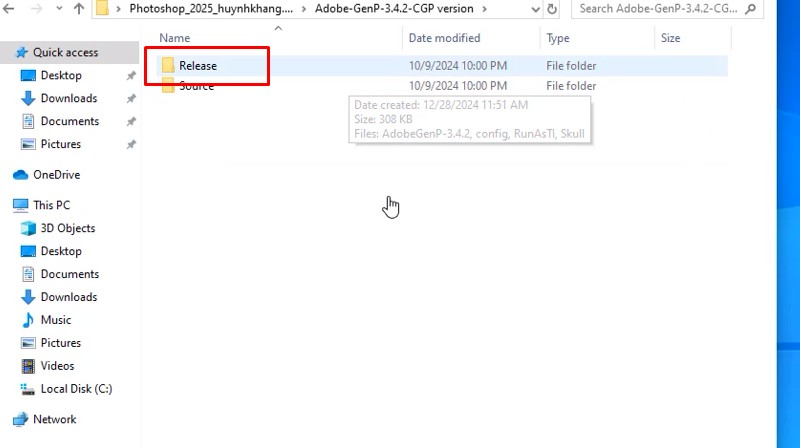 Vào thư mục Release