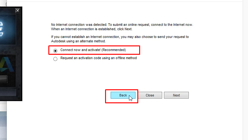 Tích như hình và bấm Back