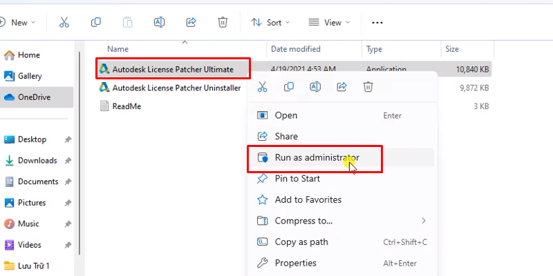 chuột phải vào file như hình và chọn run as admin
