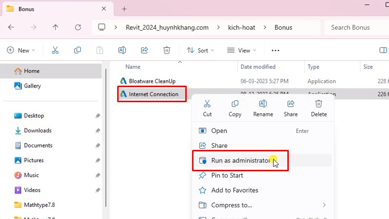 Chạy file như hình bằng quyền Admin