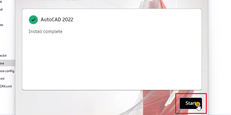 bấm start hoàn thành quá trình cài đặt 