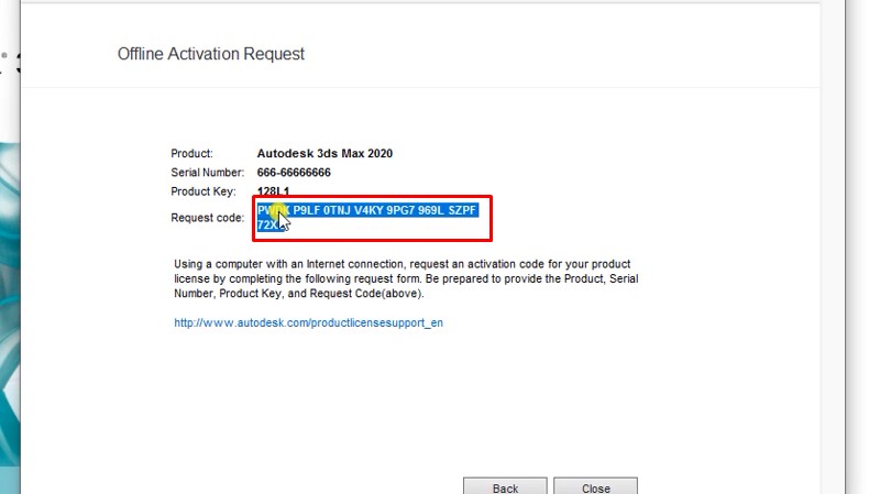 Copy dòng Request code như hình