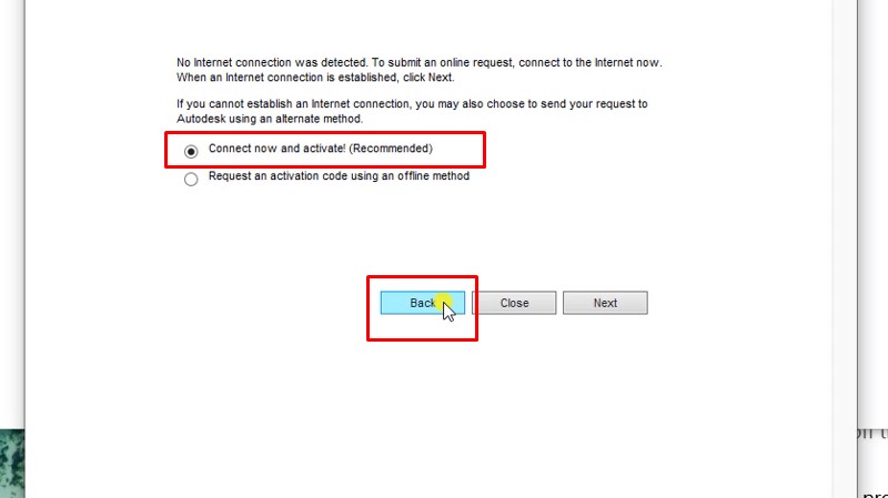Tích như hình và bấm Back