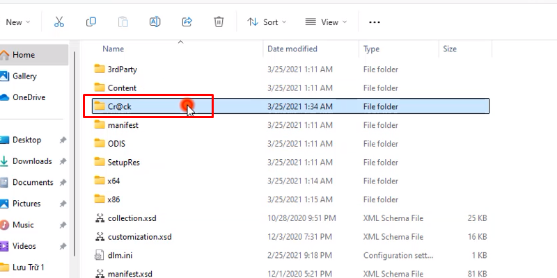 Vào thư mục kích hoạt