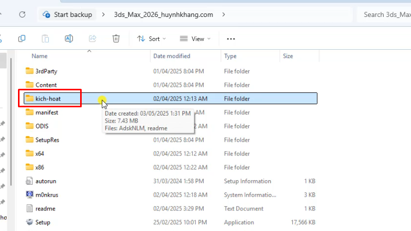 Vào thư mục kich-hoat
