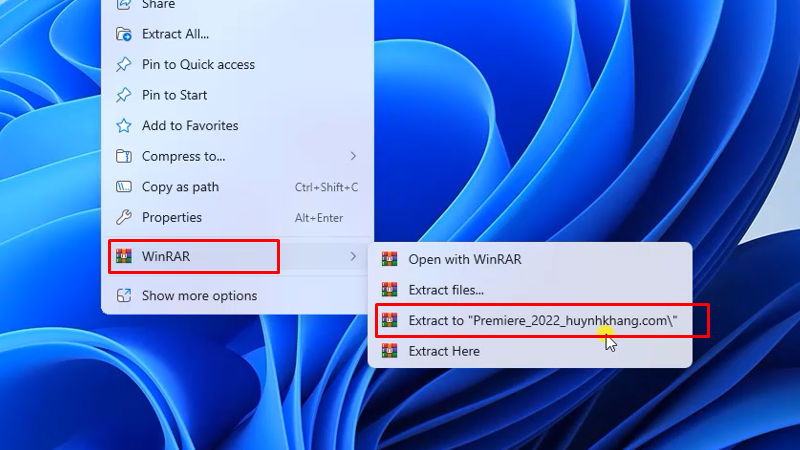giải nén phần mềm Premiere 2022