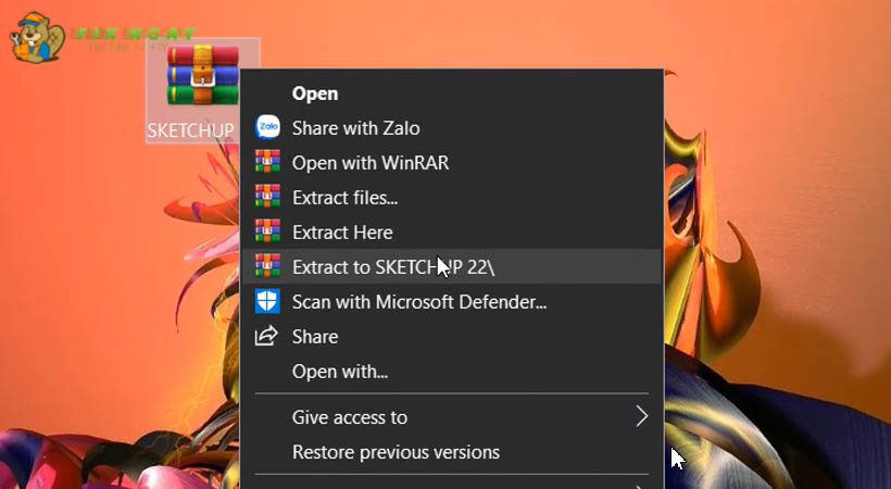 Giải nén sau khi tải Sketchup 2022