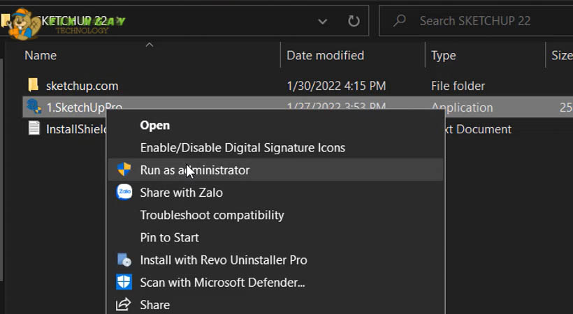 Chạy file Setup sau khi tải Sketchup 2022
