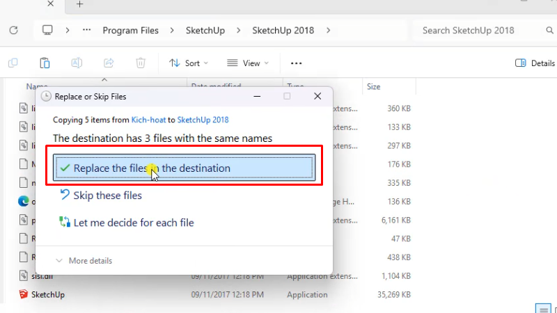 Bấm Replace như hình