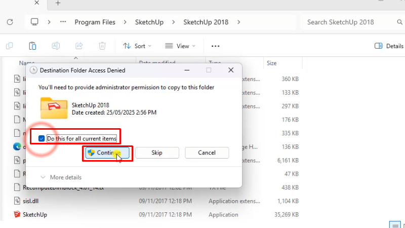 Tích như hình và bấm Continue