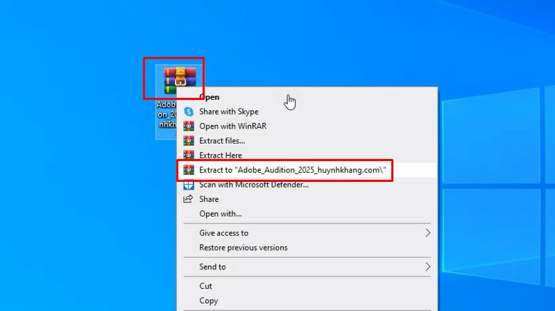 Giải nén phần mềm Adobe Audition 2025
