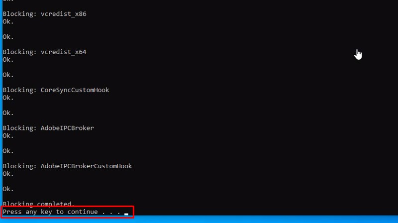 Bấm phím bất kì để hoàn thành cài đặt và kích hoạt dùng thử