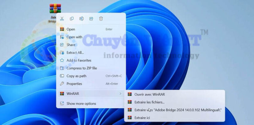 Giải nén file tải adobe bridge 2024