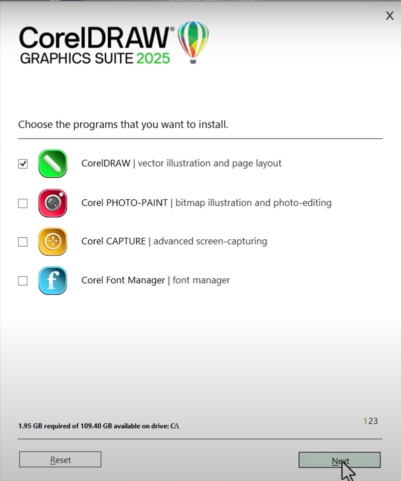 Bỏ chọn những chức năng không cần thiết