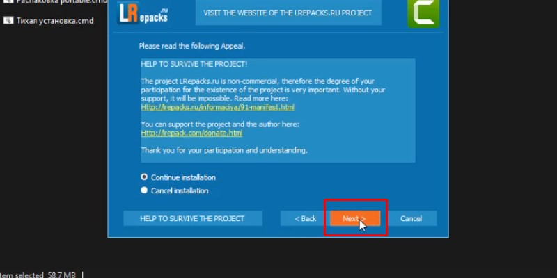 tiếp tục bấm next