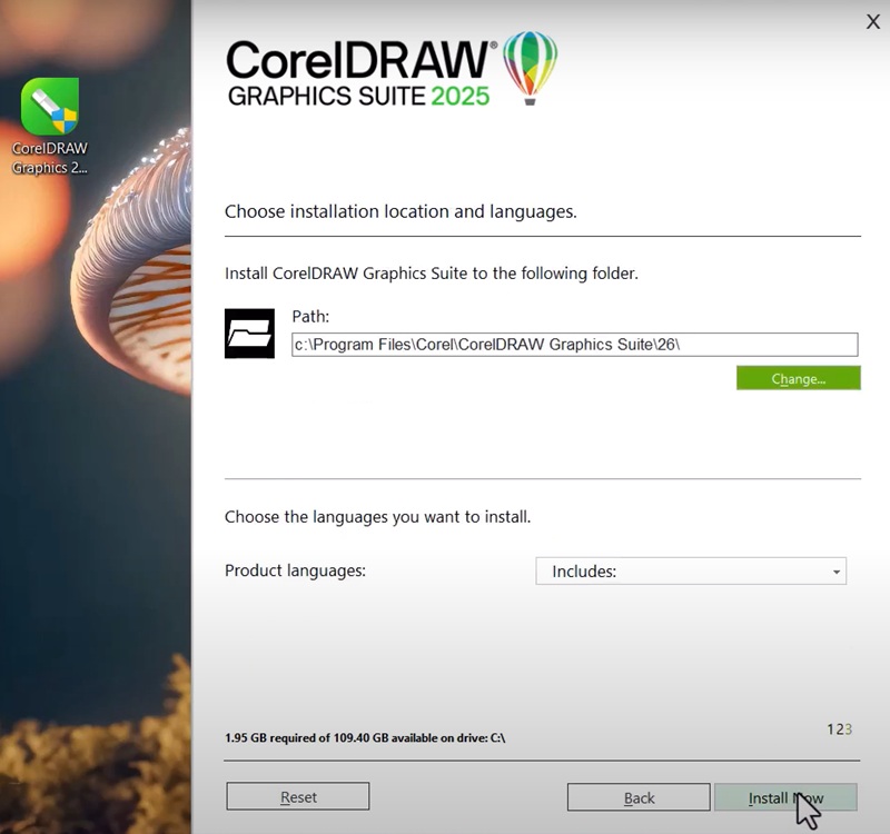 Chọn thư mục cài đặt Coreldraw 2025